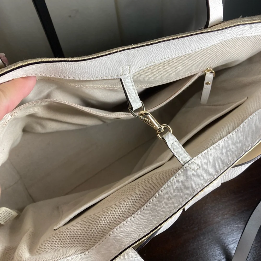 Kate Spade Beige and White Tote SHOULDERBAG Bag